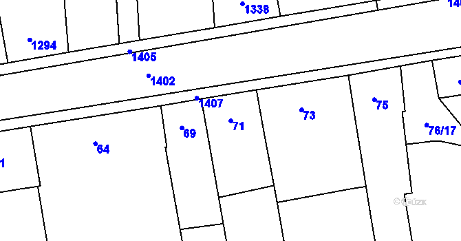 Parcela st. 71 v KÚ Městec Králové, Katastrální mapa