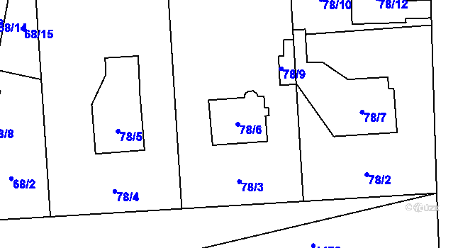 Parcela st. 78/6 v KÚ Městec Králové, Katastrální mapa