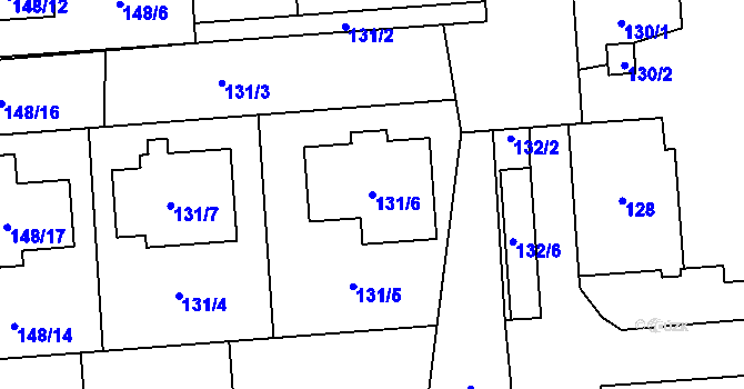 Parcela st. 131/6 v KÚ Městec Králové, Katastrální mapa