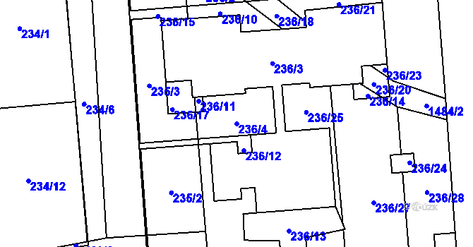 Parcela st. 236/4 v KÚ Městec Králové, Katastrální mapa