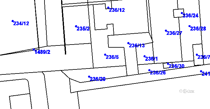 Parcela st. 236/5 v KÚ Městec Králové, Katastrální mapa