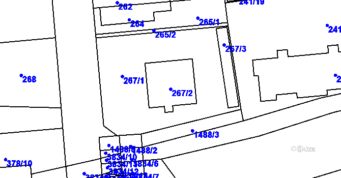 Parcela st. 267/2 v KÚ Městec Králové, Katastrální mapa