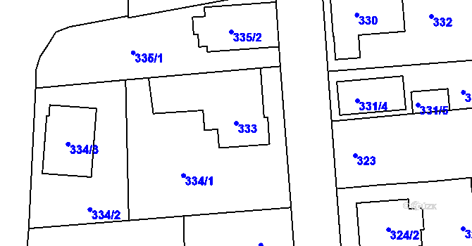 Parcela st. 333 v KÚ Městec Králové, Katastrální mapa