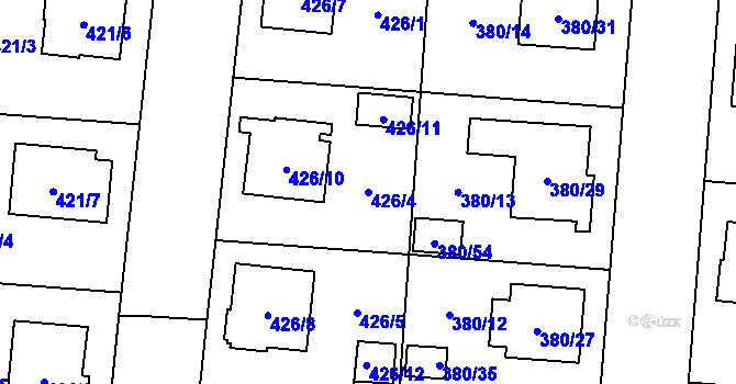 Parcela st. 426/4 v KÚ Městec Králové, Katastrální mapa