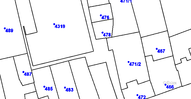 Parcela st. 473 v KÚ Městec Králové, Katastrální mapa