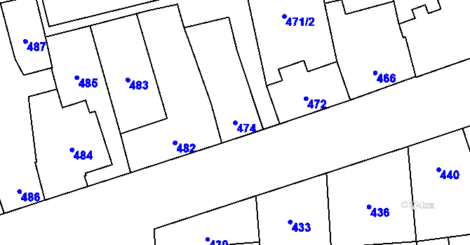 Parcela st. 474 v KÚ Městec Králové, Katastrální mapa