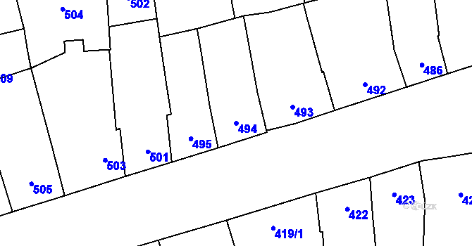 Parcela st. 494 v KÚ Městec Králové, Katastrální mapa