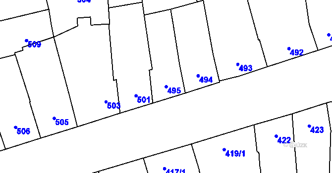 Parcela st. 495 v KÚ Městec Králové, Katastrální mapa