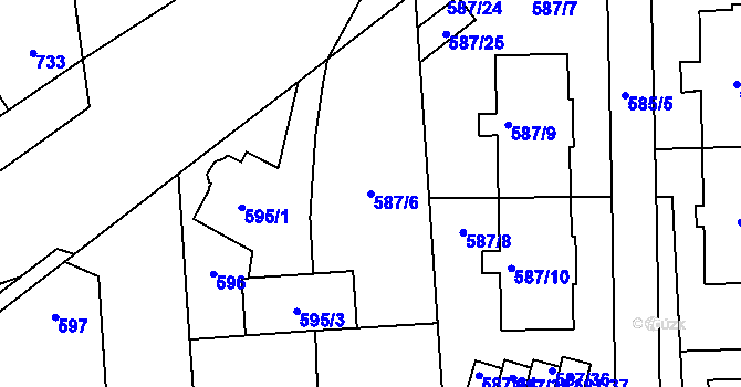 Parcela st. 587/6 v KÚ Městec Králové, Katastrální mapa