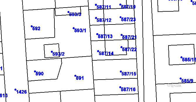 Parcela st. 587/14 v KÚ Městec Králové, Katastrální mapa
