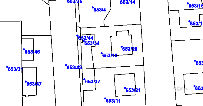 Parcela st. 653/10 v KÚ Městec Králové, Katastrální mapa