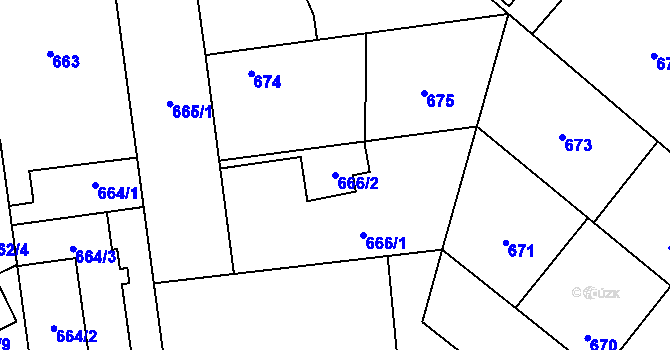 Parcela st. 666/2 v KÚ Městec Králové, Katastrální mapa