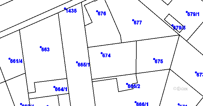Parcela st. 674 v KÚ Městec Králové, Katastrální mapa