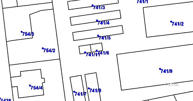 Parcela st. 741/6 v KÚ Městec Králové, Katastrální mapa