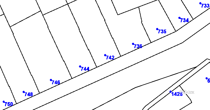 Parcela st. 742 v KÚ Městec Králové, Katastrální mapa