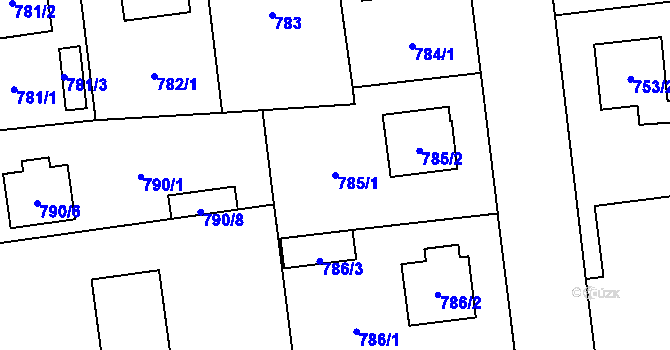 Parcela st. 785/1 v KÚ Městec Králové, Katastrální mapa