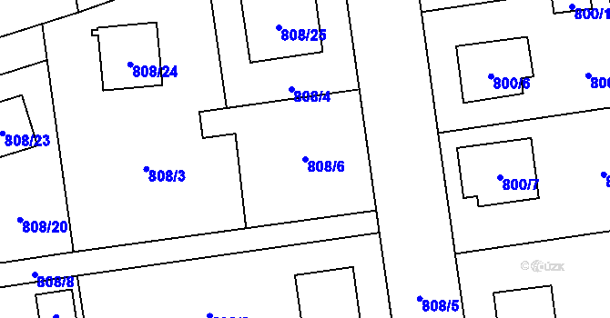 Parcela st. 808/6 v KÚ Městec Králové, Katastrální mapa