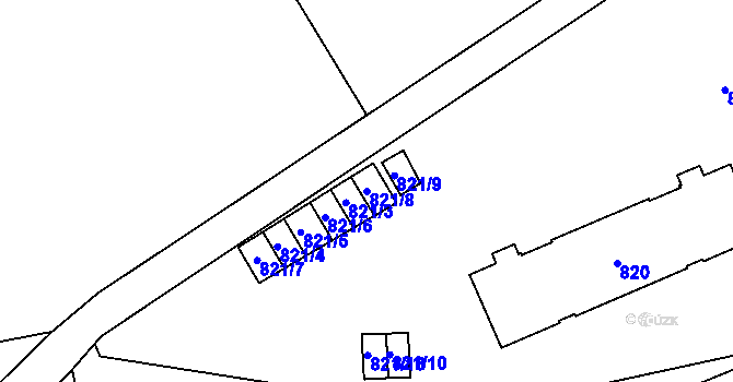 Parcela st. 821/8 v KÚ Městec Králové, Katastrální mapa