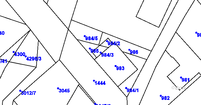 Parcela st. 984/3 v KÚ Městec Králové, Katastrální mapa