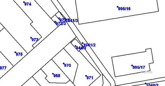 Parcela st. 1041/2 v KÚ Městec Králové, Katastrální mapa