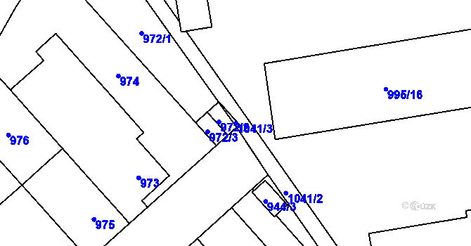 Parcela st. 1041/3 v KÚ Městec Králové, Katastrální mapa