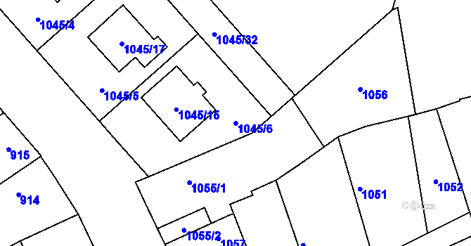 Parcela st. 1045/6 v KÚ Městec Králové, Katastrální mapa