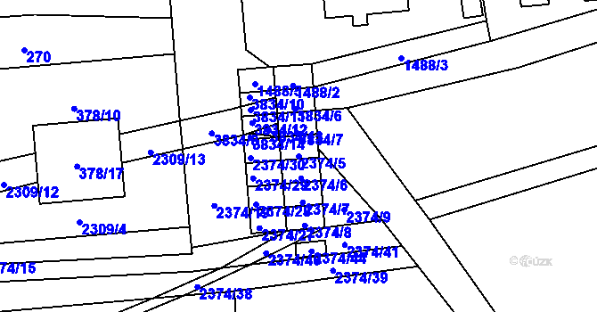 Parcela st. 2374/5 v KÚ Městec Králové, Katastrální mapa