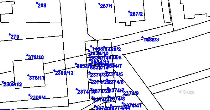 Parcela st. 3834/6 v KÚ Městec Králové, Katastrální mapa