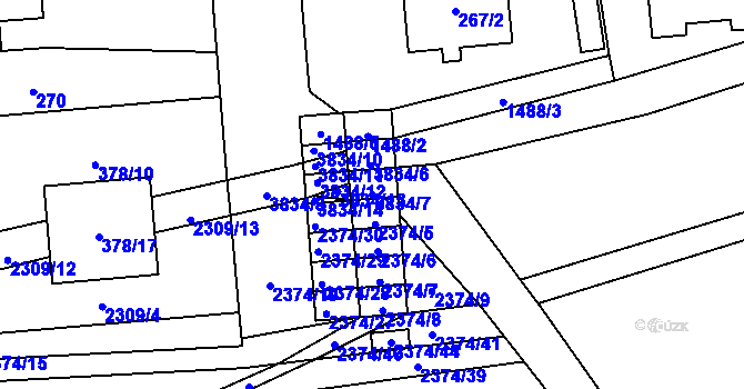 Parcela st. 3834/7 v KÚ Městec Králové, Katastrální mapa