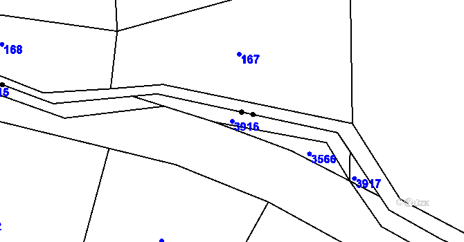 Parcela st. 3916 v KÚ Městec Králové, Katastrální mapa