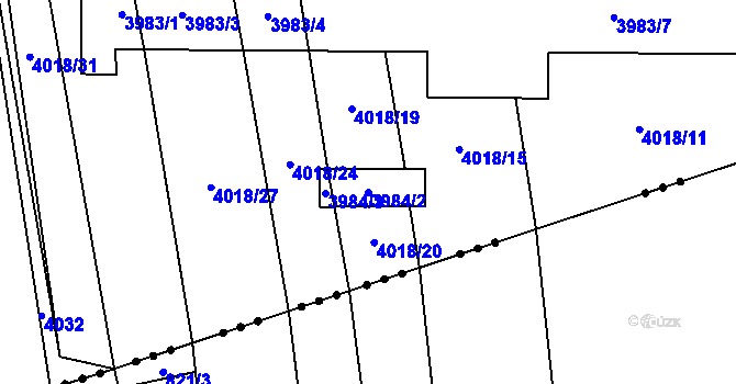 Parcela st. 3984/2 v KÚ Městec Králové, Katastrální mapa