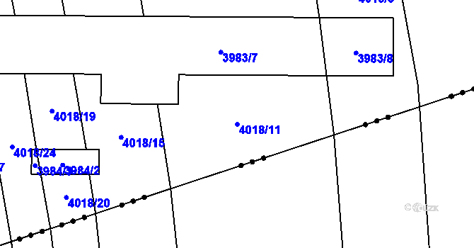 Parcela st. 4018/11 v KÚ Městec Králové, Katastrální mapa