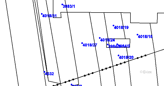 Parcela st. 4018/27 v KÚ Městec Králové, Katastrální mapa