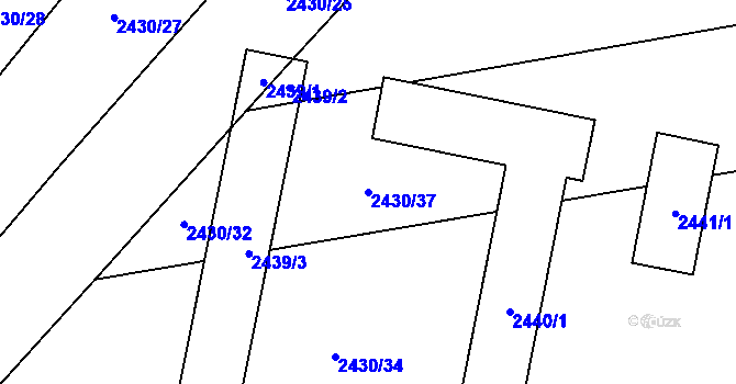 Parcela st. 2430/37 v KÚ Městec Králové, Katastrální mapa