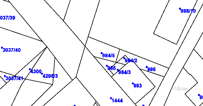 Parcela st. 984/5 v KÚ Městec Králové, Katastrální mapa