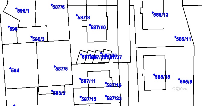 Parcela st. 587/36 v KÚ Městec Králové, Katastrální mapa