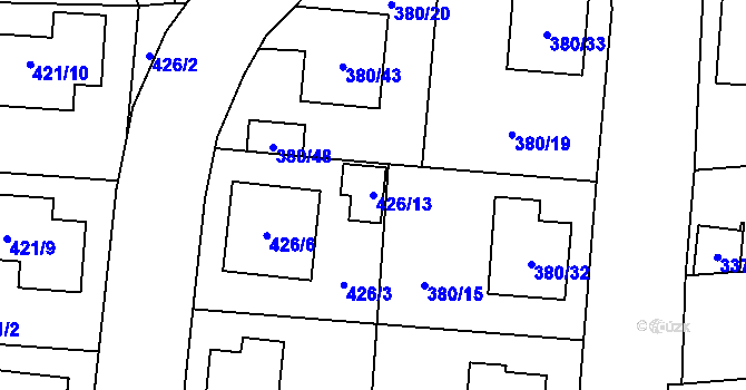 Parcela st. 426/13 v KÚ Městec Králové, Katastrální mapa