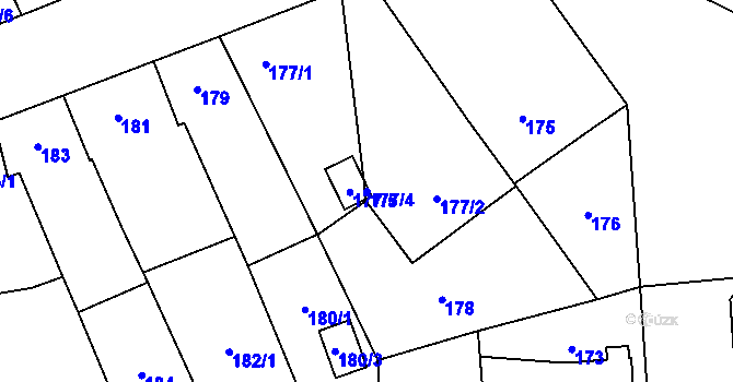 Parcela st. 177/4 v KÚ Městec Králové, Katastrální mapa