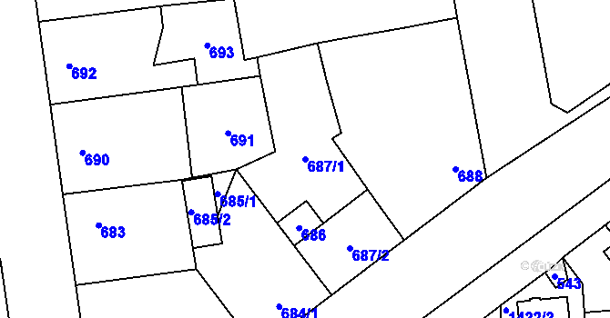 Parcela st. 687/1 v KÚ Městec Králové, Katastrální mapa