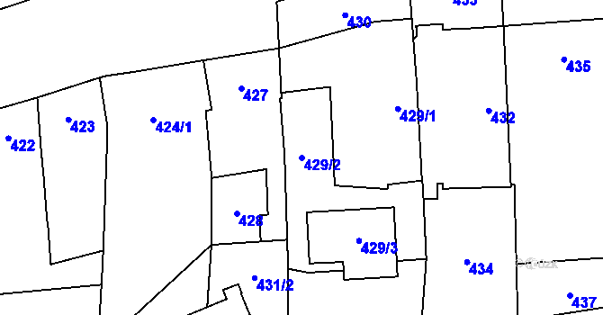 Parcela st. 429/2 v KÚ Městec Králové, Katastrální mapa