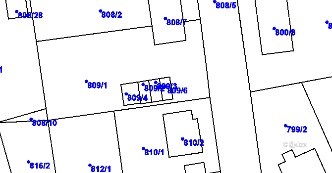 Parcela st. 809/6 v KÚ Městec Králové, Katastrální mapa