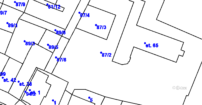 Parcela st. 87/2 v KÚ Vinice u Městce Králové, Katastrální mapa