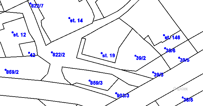 Parcela st. 19 v KÚ Městečko u Křivoklátu, Katastrální mapa