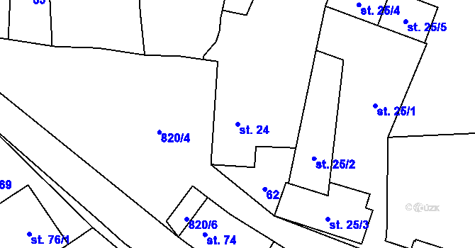Parcela st. 24 v KÚ Městečko u Křivoklátu, Katastrální mapa