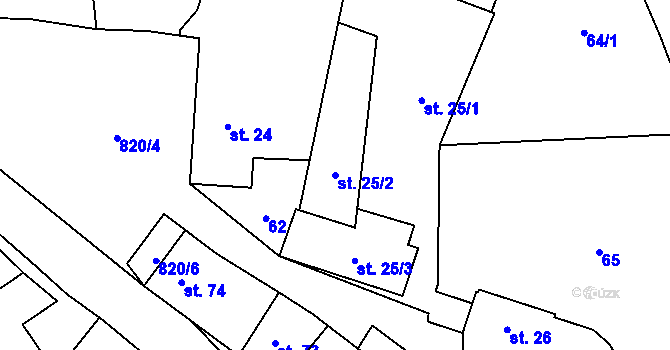 Parcela st. 25/2 v KÚ Městečko u Křivoklátu, Katastrální mapa