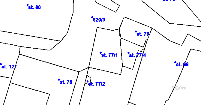 Parcela st. 77/1 v KÚ Městečko u Křivoklátu, Katastrální mapa