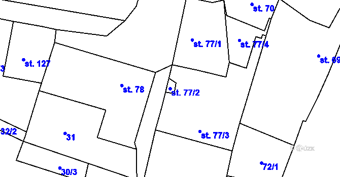 Parcela st. 77/2 v KÚ Městečko u Křivoklátu, Katastrální mapa