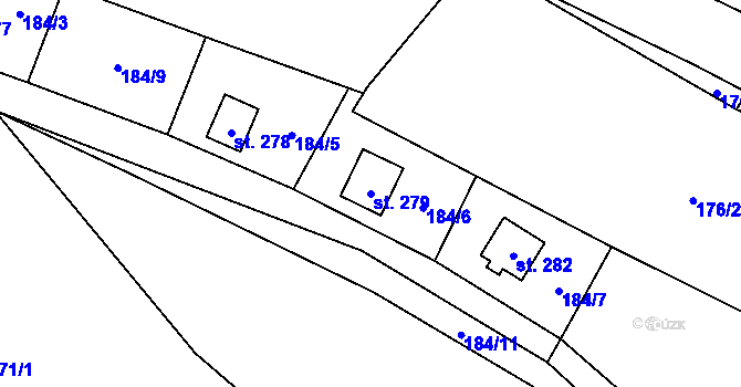 Parcela st. 279 v KÚ Městečko u Křivoklátu, Katastrální mapa