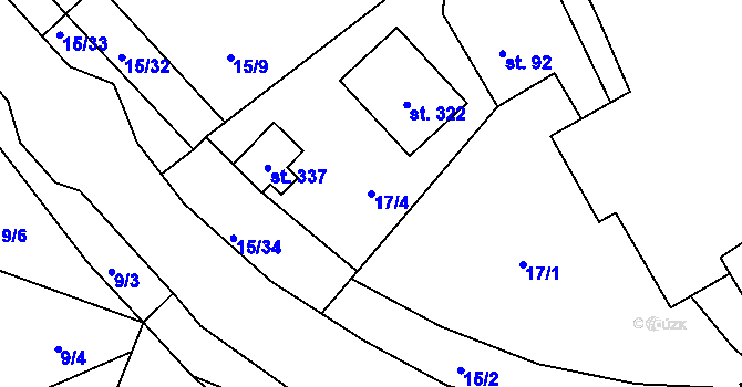 Parcela st. 17/4 v KÚ Městečko u Křivoklátu, Katastrální mapa