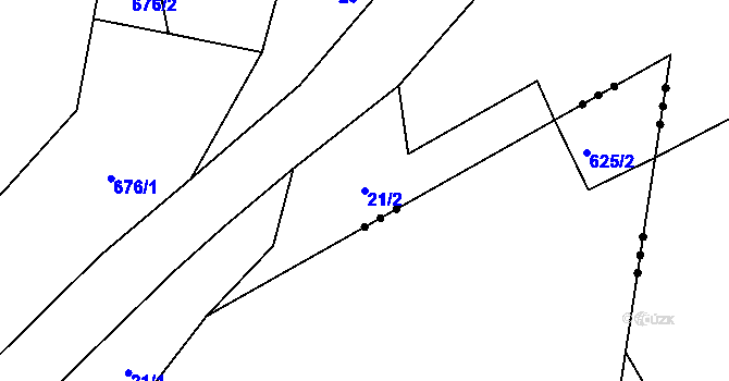 Parcela st. 21/2 v KÚ Městečko u Křivoklátu, Katastrální mapa